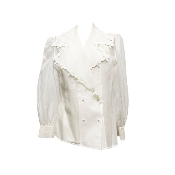 1970s Francesca of Damon Sheer Silk Blazer Blouse - 2 Pices - Picture 1 of 4